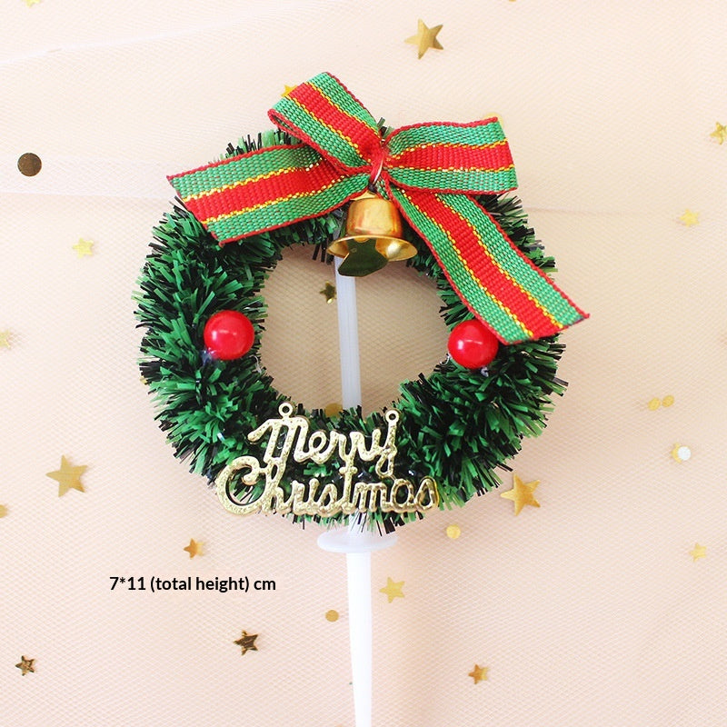 Christmas Cake Decoration Grass Ring Leaf Insert Christmas Dessert Table Decor Item