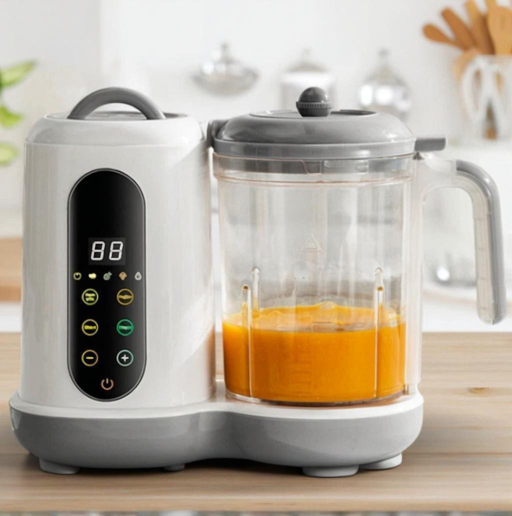 450W Baby Food Maker With Steamer Blender Auto Clean LED Touch Panel UK Shipment