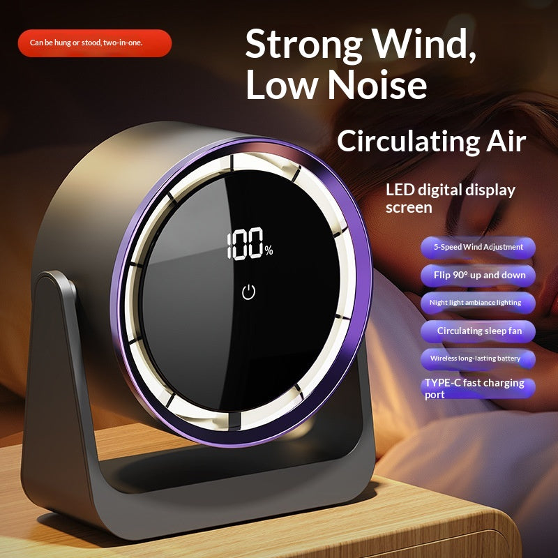 Mini USB Desk Fan With Dormitory Table Lamp And Digital Display