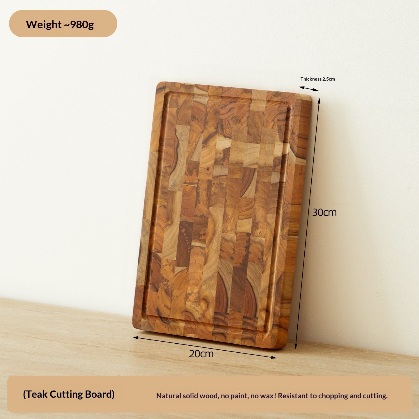 Teak Cutting Board Double-sided For Home Use Solid Wood