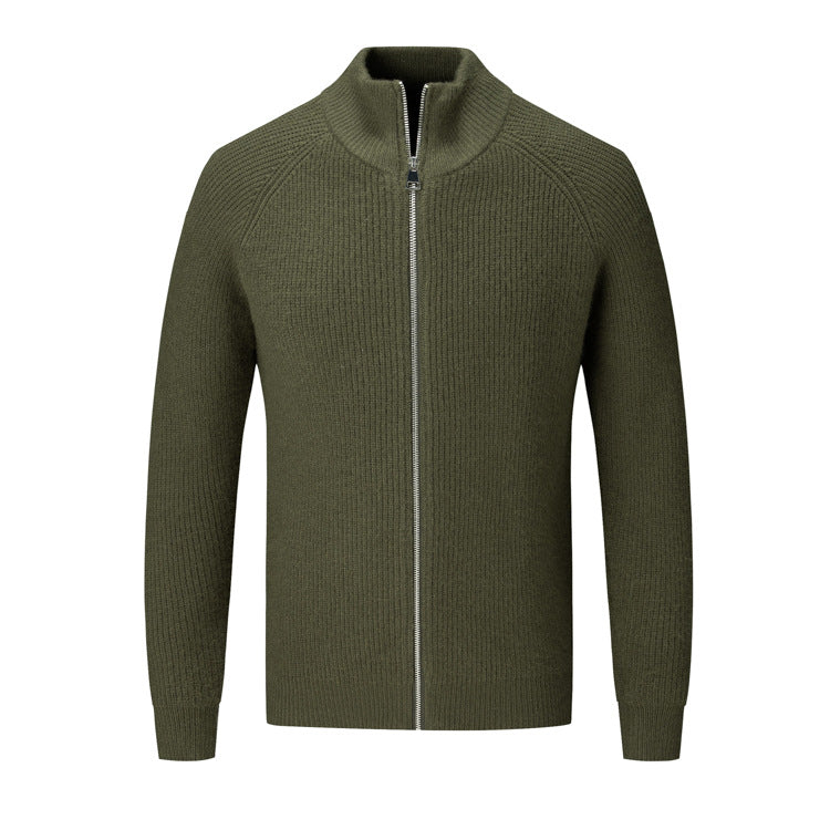 Men's Korean-style Stand-collar Sweater Casual Handsome Slim Knit Cardigan Jacket