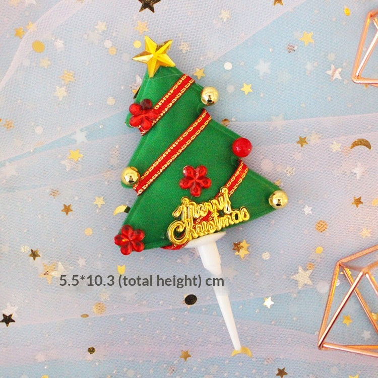 Christmas Cake Decoration Grass Ring Leaf Insert Christmas Dessert Table Decor Item