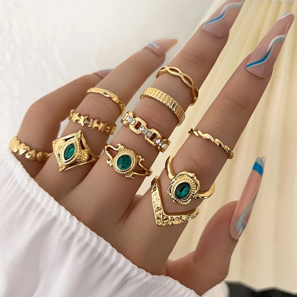 Vintage Diamond Ring Set Personality Accessories