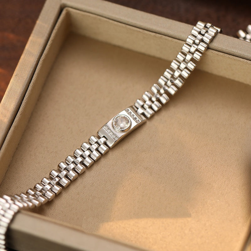 S925 Silver Korean-style Fashionable Watch Strap Zircon Bracelet