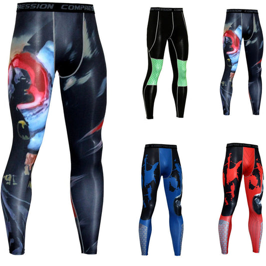 Sports Tights Men's Fitness Trousers Running Yoga Quick-drying Flower Compression Tights
