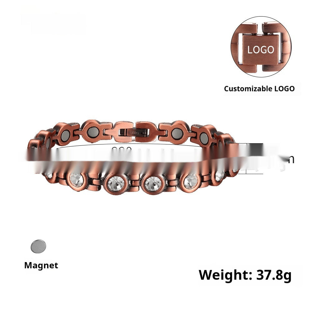 Magnetic Korean-style Retro Fashion Zircon Pure Copper Bracelet