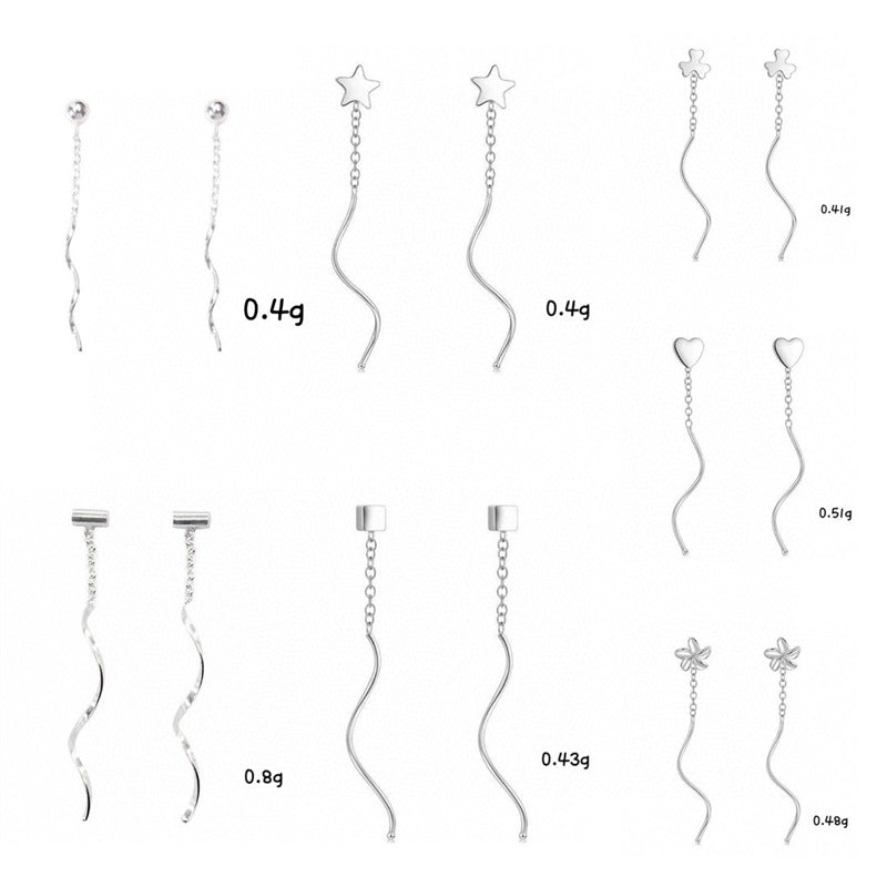 Fashionable Korean-style Clover-wave Drop Earrings For Women