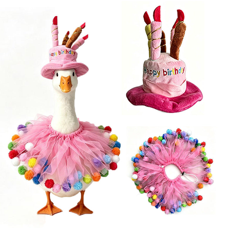 Pet Goose Birthday Hat And Scarf Decor Set