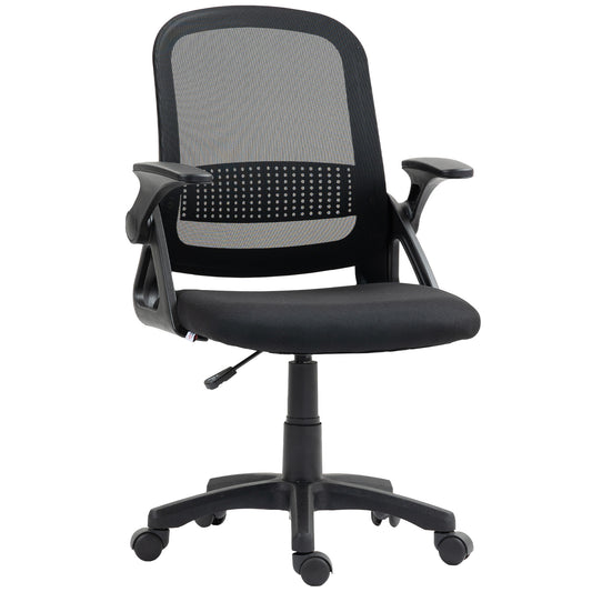 Breathable Mesh Office Chair, Ergonomic Swivel Computer Chair With Flip-up Armrests, Lumbar Back Support For Home/Office, Black