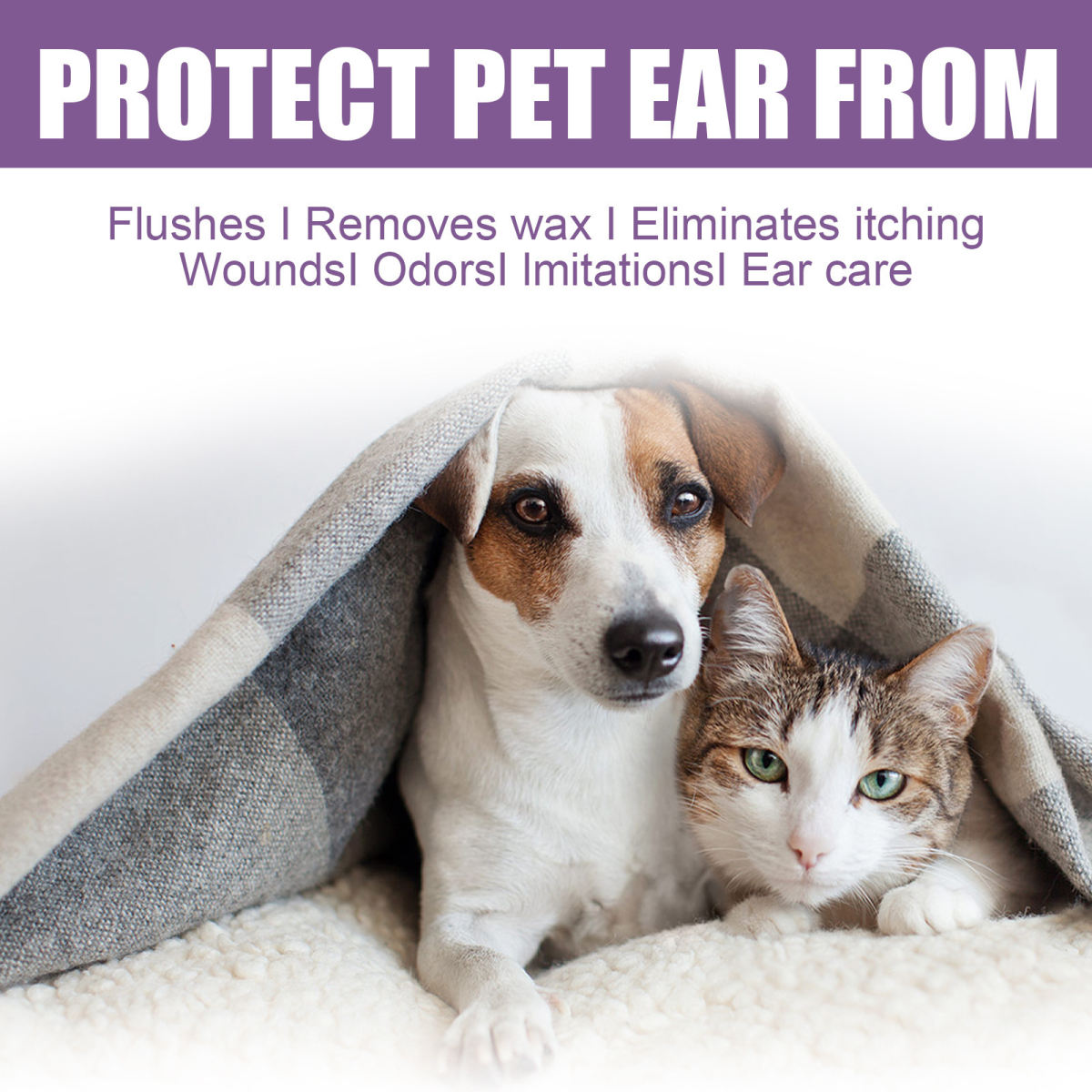 Pet Ear Cleaner Rinse Alcohol-Free Anti-Itch Antimicrobial Cleans Ear Wax Cats And Dogs