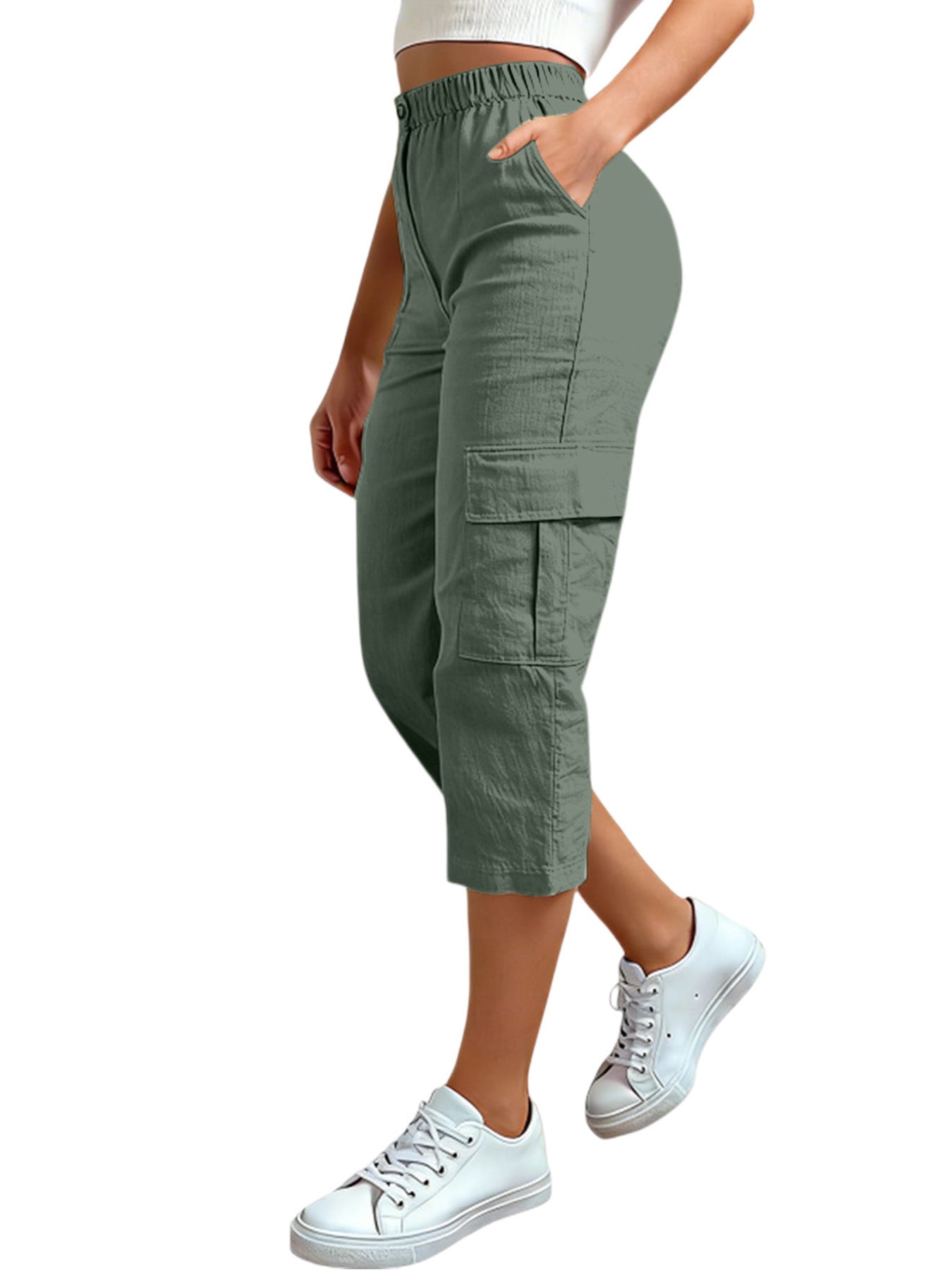 Loose-fit Casual Pants With Multiple Pockets Cross-border Fashion Cropped Trousers