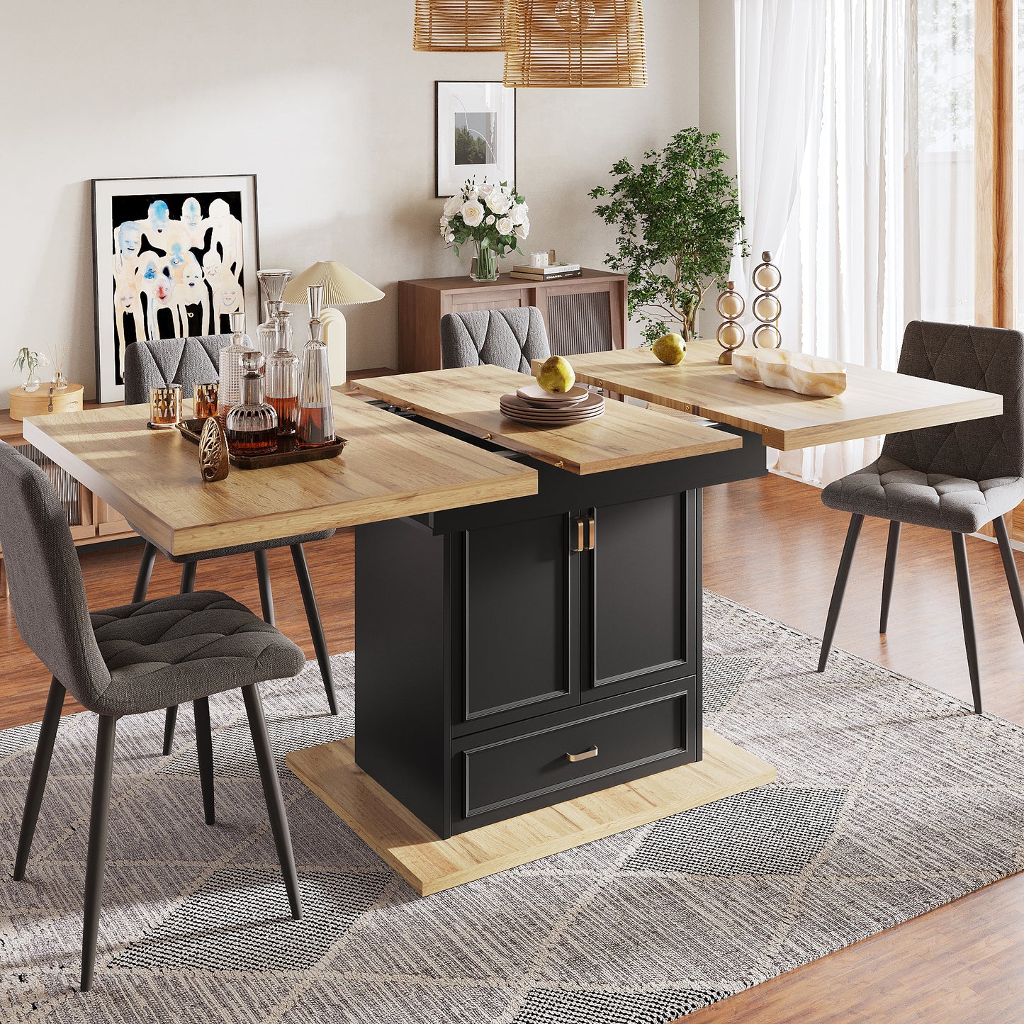 Extendable Dining Table - 110-140 Cm Wooden Table For Kitchen & Dining Room - 6-person Dining Table - Dimensions 110 X 80 X 75 Cm - For Terrace And Living Room
