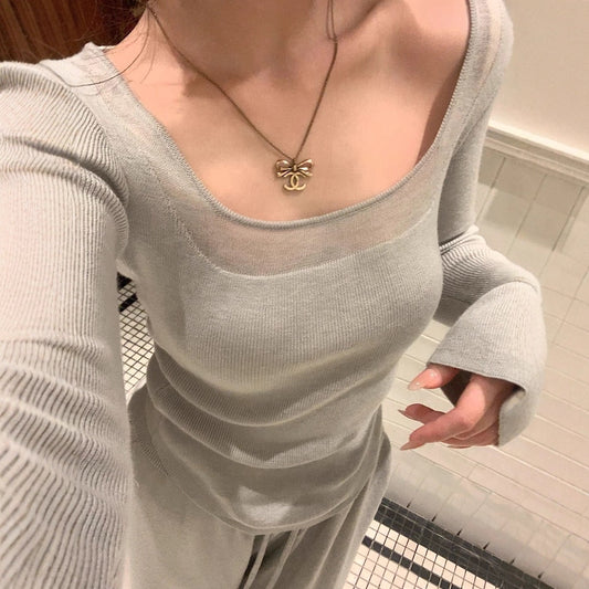 Autumn New Korean Version Loose Slimming Versatile Round Neck Long Sleeve