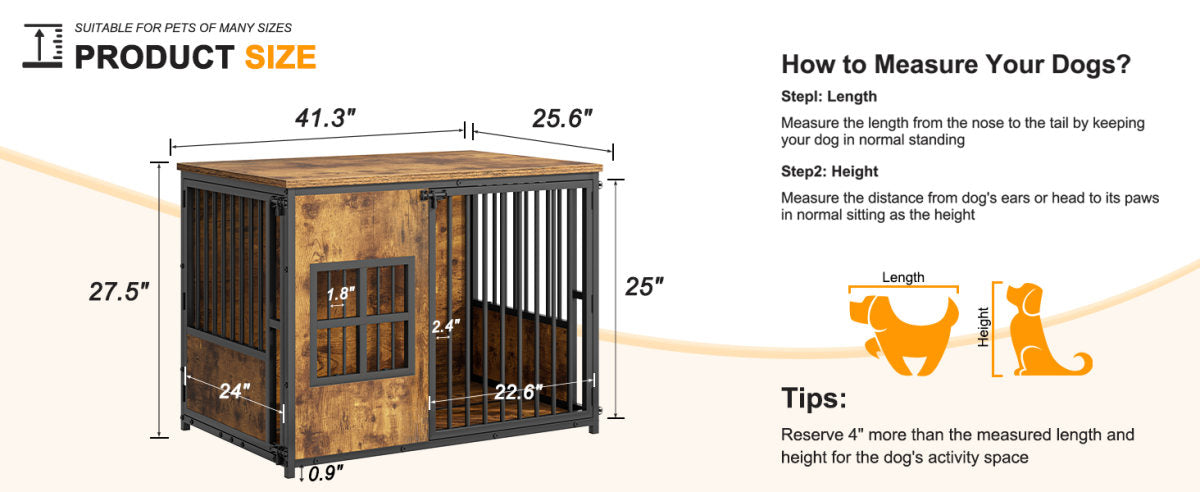 Wooden Dog Crate Furniture, Large Dog Kennel with Storage Top, Indoor Pet Cage