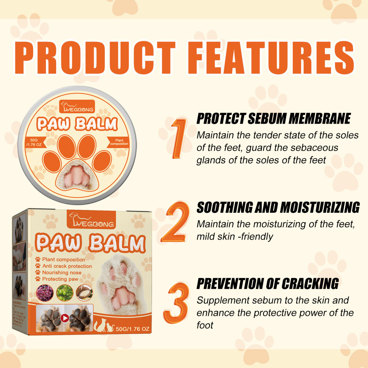 Pet Moisturizing Paw Balm For Preventing Cracking And Nourishing Paws