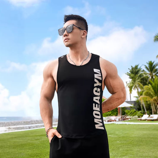 Ice-Cool Quick-Dry Tank Top With Mesh Panels Breathable Fitness Vest For Heavy Sweating Trendy Sports Waistcoat
