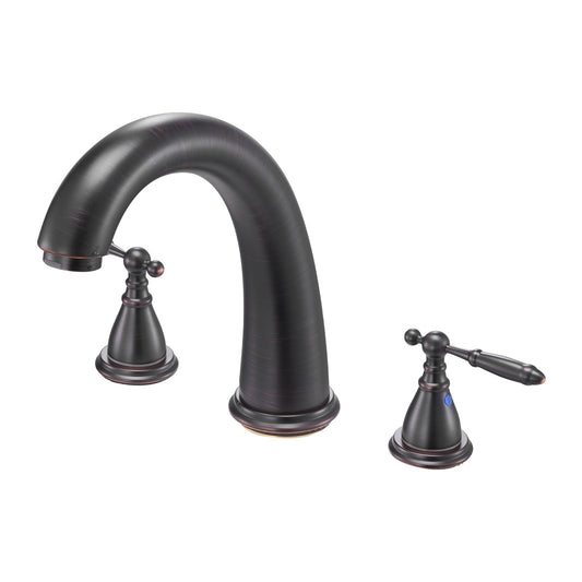 Roman Tub Faucet, 3 Hole Waterfall Bathtub Faucet, Gooseneck Bath Tubs Faucets Set With 2 Handles, Roman Tub Faucets Deck Mount For Pet Washing, Adult Bathing, Bronze, Temperature Control
