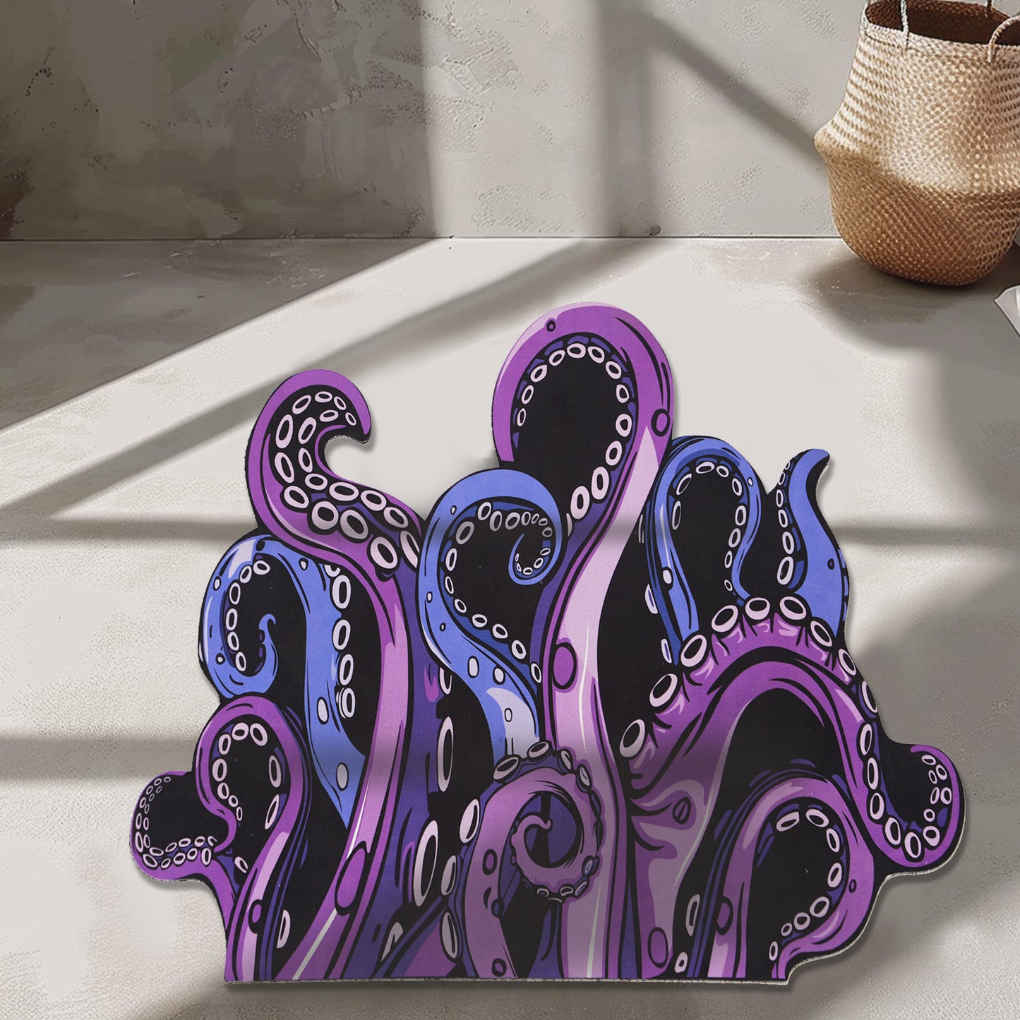 Green And Purple Cthulhu Rugs Water Absorbent Bath Mat Octopus Anime Rug Graphic Gothic Bathroom Rugs Fantasy Decorate, Non Slip Backing, Unique Gift & Decor For Gamers, 27x18 In