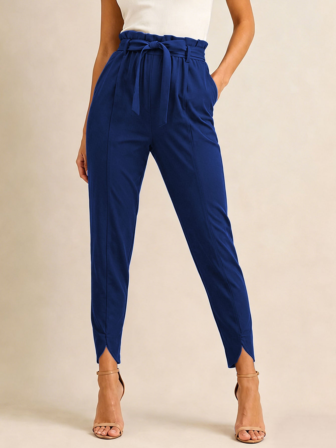 New Fashion High Waist Solid Color Versatile Elegant Casual Women's Pants