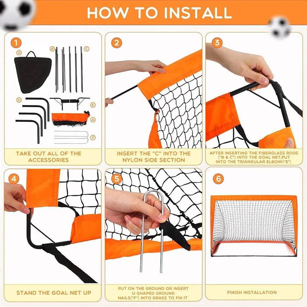Support pan European shipping--1pcs Portable Soccer Goals For Backyard Indoor And Outdoor Pop Up Soccer Goals Foldable Mobile Training Football Net