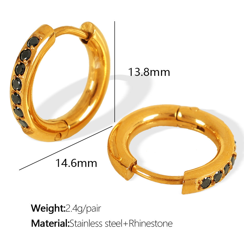 Foreign Trade European And American Fashion Korean-Style Round Micro-Inlay Colorful Zircon Earrings