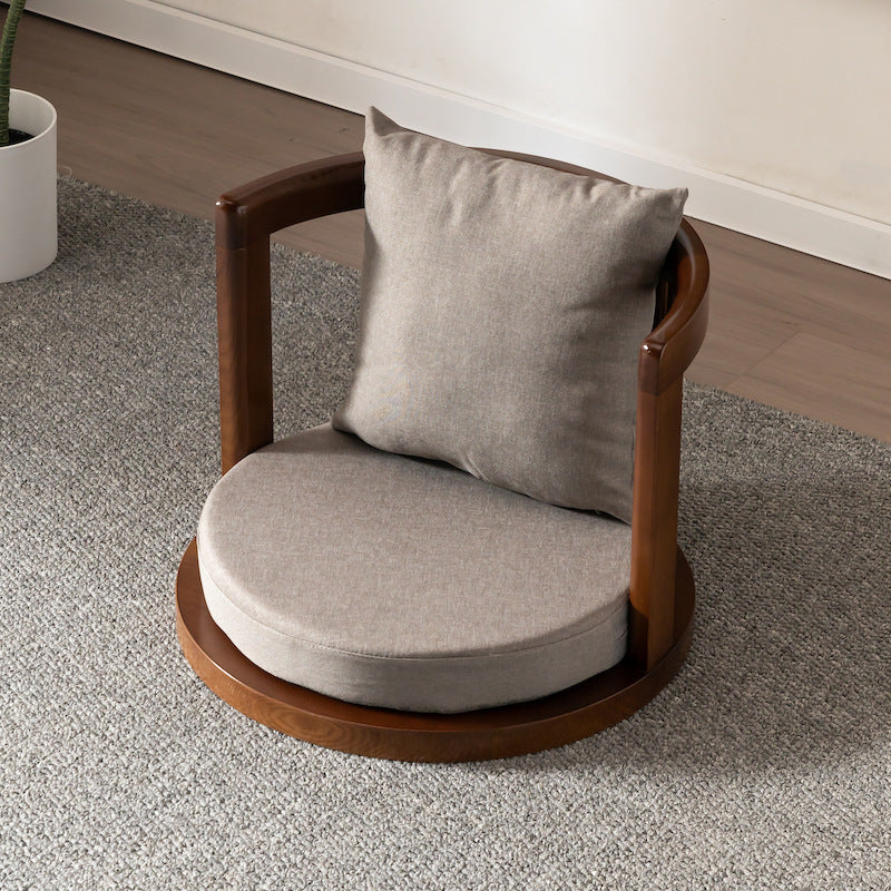 Solid Wood Tatami Seating Chair - Japanese Style Round Back Legless Backrest Chair for Tea Room Bedroom Bay Window