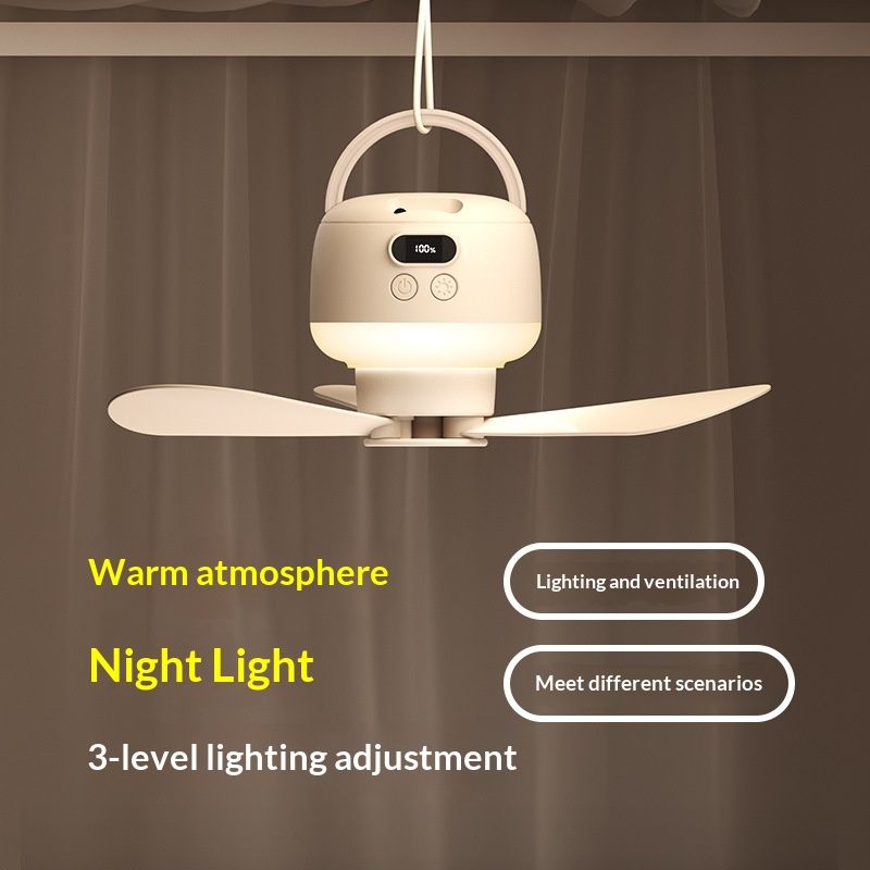 Mini Silent Rechargeable Electric Fan - Small Ceiling Mounted Clip Fan for Dormitory Mosquito Net Lower Bunk Summer Cooling