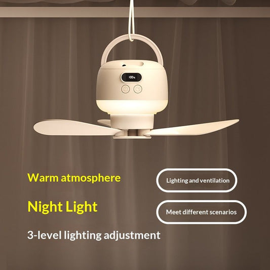 Mini Silent Rechargeable Electric Fan - Small Ceiling Mounted Clip Fan for Dormitory Mosquito Net Lower Bunk Summer Cooling