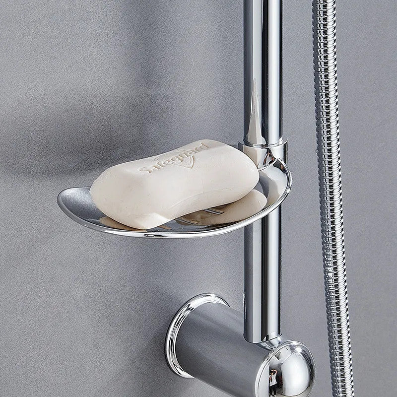 Bathroom Shower Kit Twin Head  Square Fixed Head Riser Rail Bath Mixer Tap Set