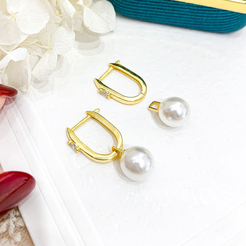 DIY Pearl Accessories Empty Silver Stud Earring Holder Simple Women's Ear Clip