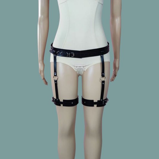 Asooll Punk Leather Thigh Body Harness Chain Leg Garter Belts Belly Chain Waist Rave Party Nightclub Body Accessories For Women