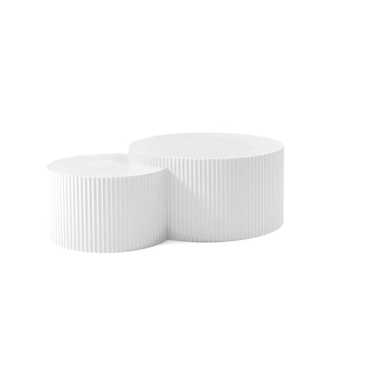 White Nesting Table Set Of 2, Handcraft Relief MDF Coffee Table For Living Room Office Leisure Area Same Sku W876P271185