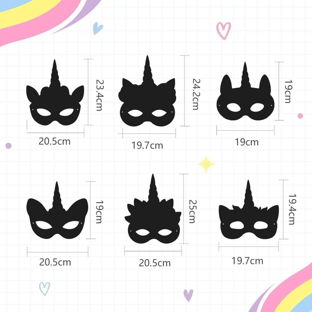 24 Unicorn Masks DIY Mask Unicorn Party Mask Scratch-Off Paper Rainbow Scratch-Off Craft Gift Birthday Carnival Halloween Unicorn Role-Playing Party Photo Booth Props