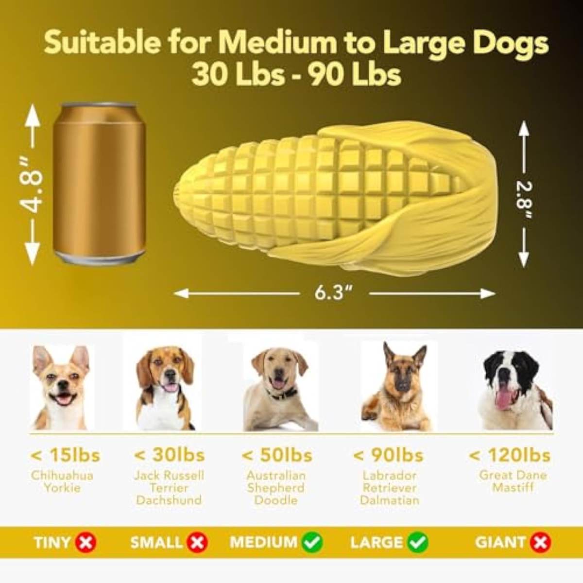 Dog Chew Toys For Aggressive Chewers Idestructible Tough Durable Squeaky Interactive Dog Toys Durable Dog Teeth Cleaning Toy For Medium Large Breeds Corn Stick Toy