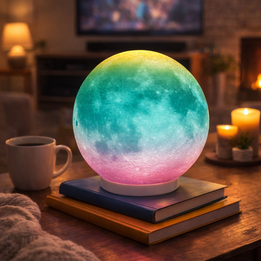 3D Printed Moon Lamp USB Rechargeable Warm Light Realistic Lunar Night Light For Bedroom Decor