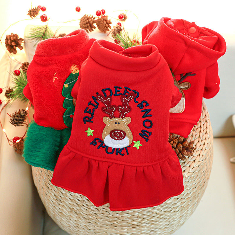 Pet Dog And Cat Clothing Festive Red Outfits