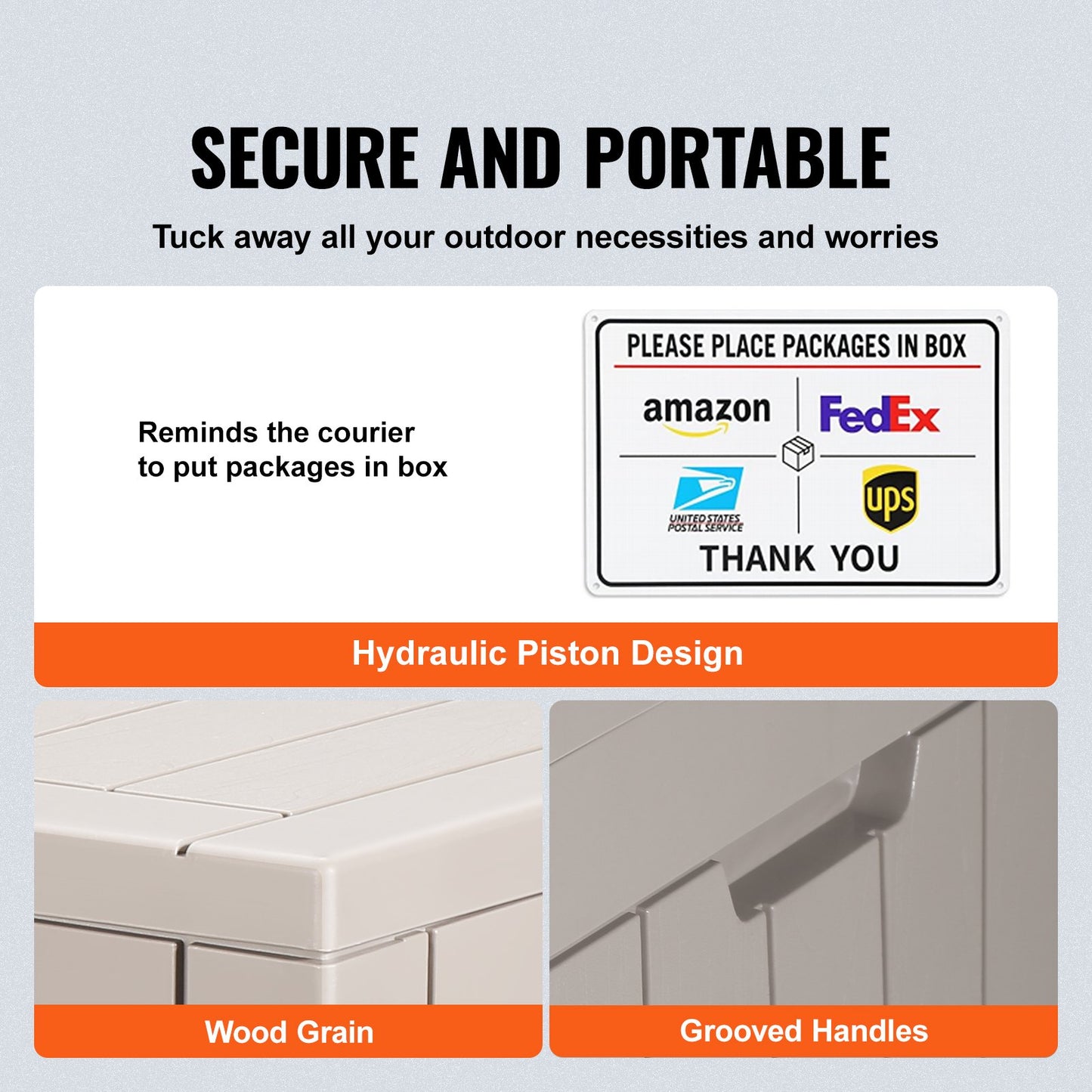 Outdoor Storage Box, 31 Gallon Resin Deck Box, Backyard Outside Toy And Towel Storage Cabinet Waterproof, For Patio Furniture Cushions, Garden Tools, Pool Supplies & Package Delivery (Grey)