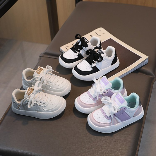2026 Spring Korean Classic White Sneakers Magic Tape Kids Casual Board Shoes Breathable Non-slip Children Shoes Boys Girls