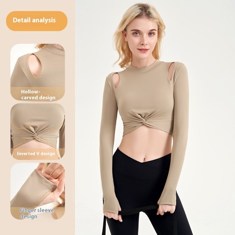 Autumn And Winter U-shaped Backless Yoga Clothes Long-sleeved Top