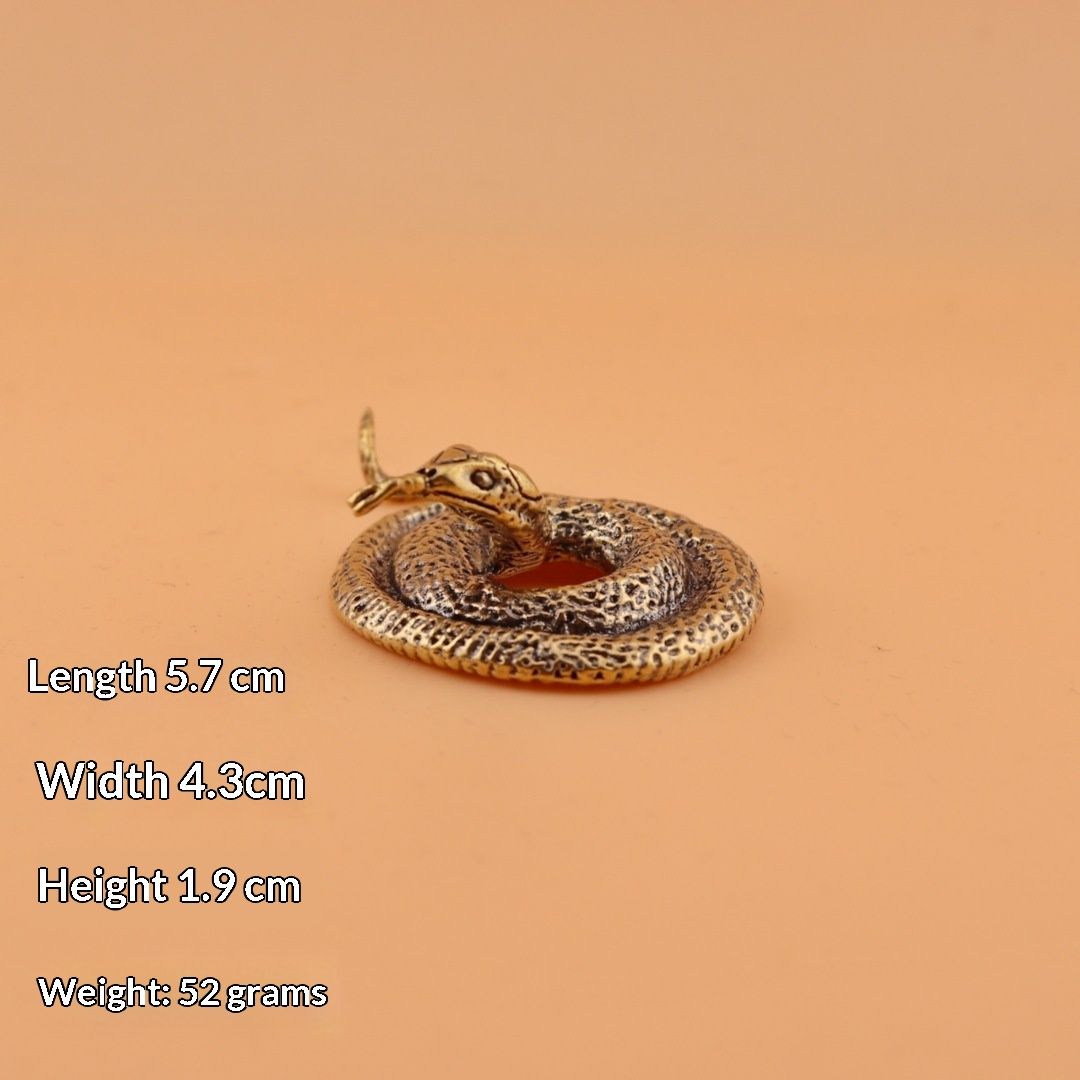 Brass Solid Disc Snake Zodiac Snake Vintage Tea Pet Craft Ornament