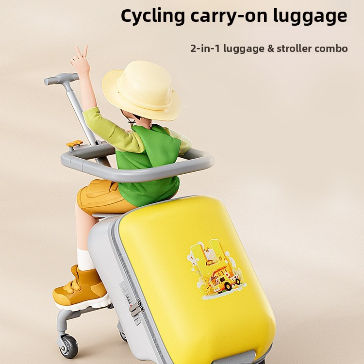20 Inch Detachable Suitcase, Children's Suitcase, Cycling Luggage, Handcart Luggage, TSA Lock, Universal Wheel Multifunctional Lockable Rolling Suitcase, With USB Port, Suitable For Travel