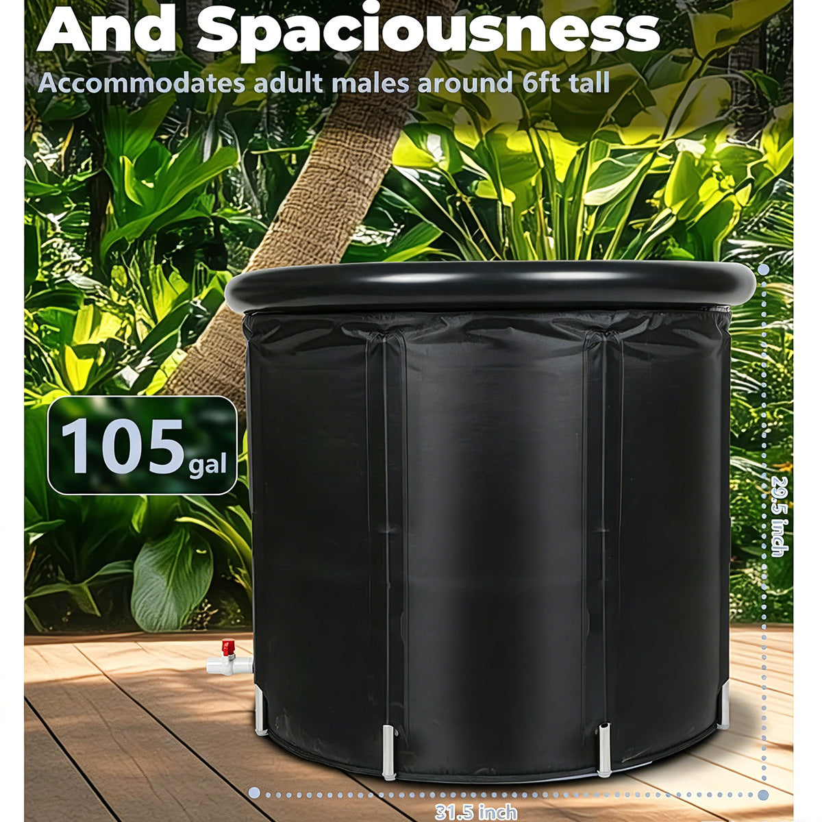 105 Gallons Ice Bath Cold Plunge Tub With Cover For Indoor Outdoor For Recovery, Cold Water Therapy, Athletes