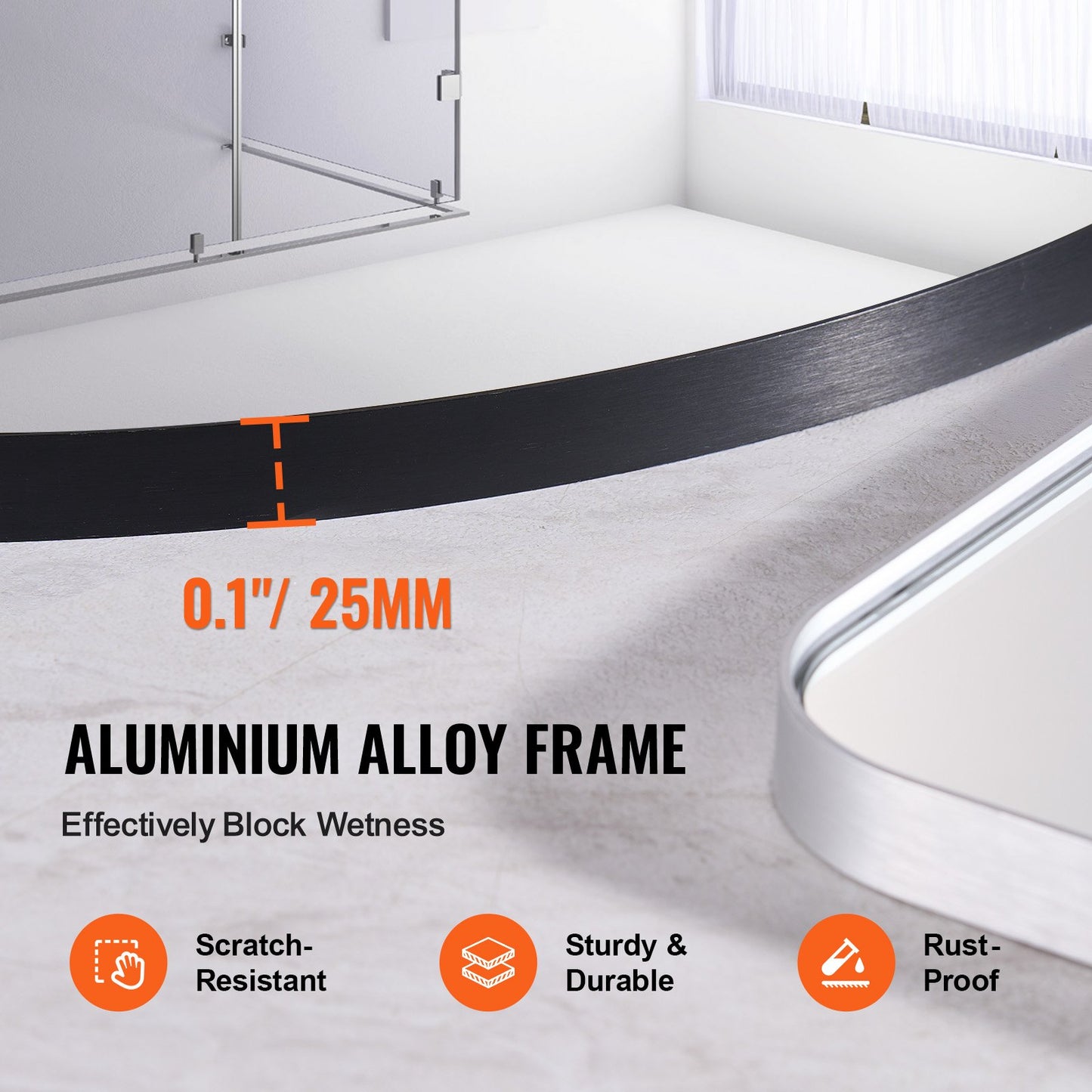 Wall Mounted Makeup Mirror, 0.15" Thick, 30 In Mirror With Aluminium Alloy Frame & Explosion-Proof Film, Scratch-Resistant Mirror With Z-Shaped Bracket, Fit For Bathroom/Bedroom/Living Room