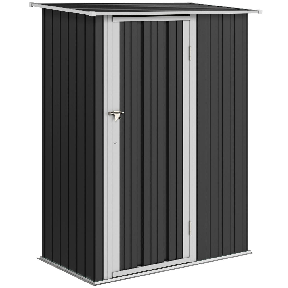 5ft X 3ft Garden Storage Shed, Outdoor Metal Shed With Sloped Roof, Lockable Door For Tools, Equipment, Grey
