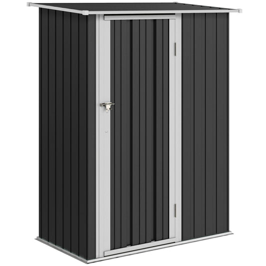 5ft X 3ft Garden Storage Shed, Outdoor Metal Shed With Sloped Roof, Lockable Door For Tools, Equipment, Grey