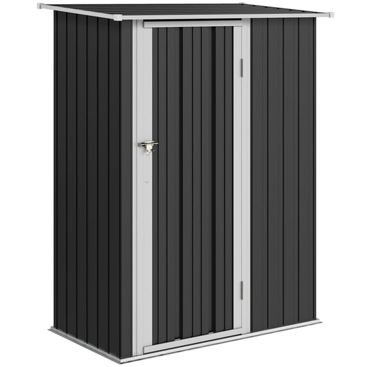 5ft X 3ft Garden Storage Shed, Outdoor Metal Shed With Sloped Roof, Lockable Door For Tools, Equipment, Grey