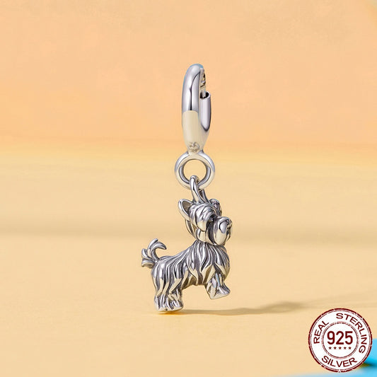 S925 Sterling Silver Yorkshire Terrier Pendant Sterling Silver Beads Accessories