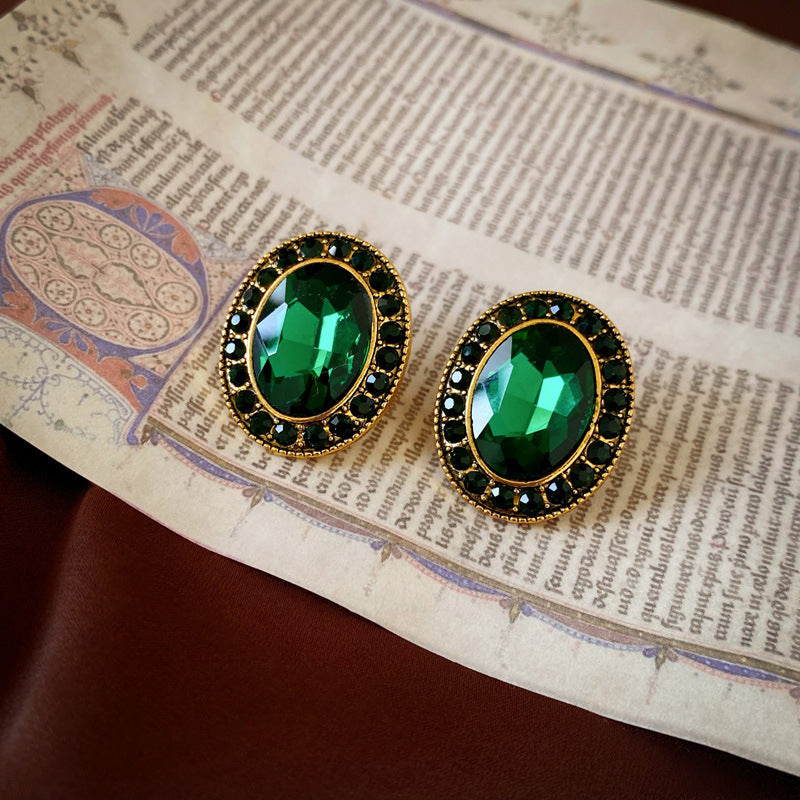 Retro Fashion Green Butterfly Earrings Women S925 Silver Post Pearl Rhinestone Premium