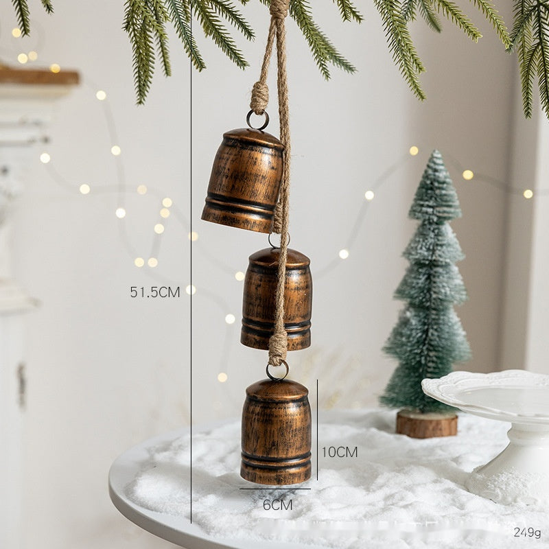 Retro Iron Art Bell Pendant Rattan Garland Accessories