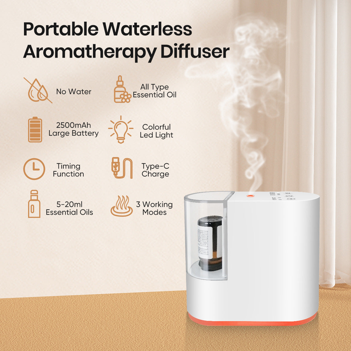Household Essential Oil Fog Rechargeable Smart Light Can Be Timed Aroma Diffuser